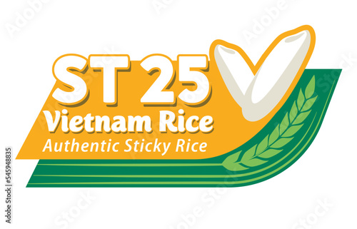 Vietnam ST25 rice concept.Paddy rice premium organic. Rice grain logo vector