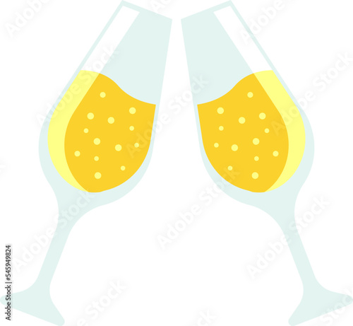 Two glasses of champagne flat icon Alcohol christmas emojis