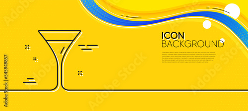 Martini glass line icon. Abstract yellow background. Wine glass sign. Minimal martini glass line icon. Wave banner concept. Vector