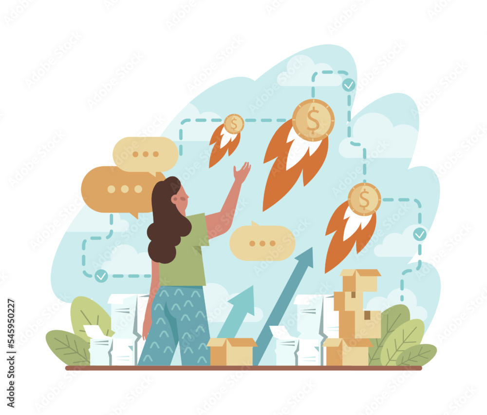 Steep rise of business development. Successful business promotion Steep rise of business development. Successful business promotion