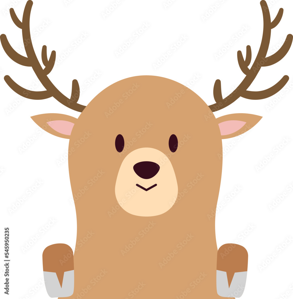 Cute deer flat icon Winter animal Decor element