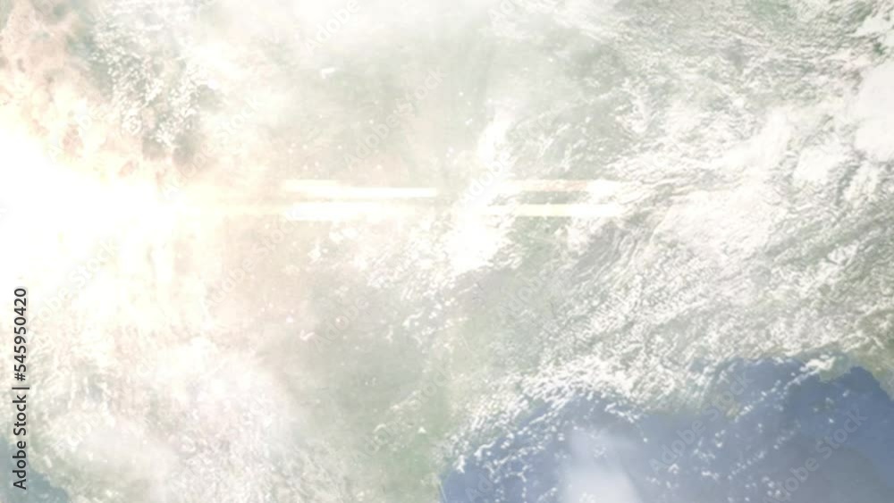 Earth zoom in from outer space to city. Zooming on Denton, Texas, USA. The animation continues by zoom out through clouds and atmosphere into space. Images from NASA Earth zoom in from outer space to city. Zooming on Denton, Texas, USA. The animation continues by zoom out through clouds and atmosphere into space. Images from NASA