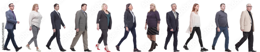 group of successful business people in motion isolated group of successful business people in motion isolated