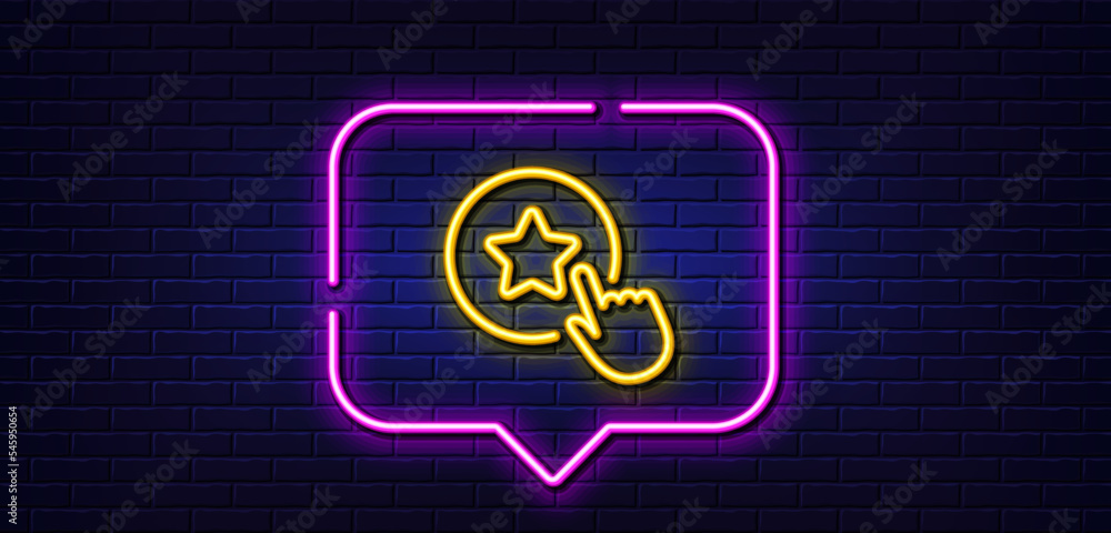 Neon light speech bubble. Loyalty star line icon. Bonus points. Discount program symbol. Neon light background. Loyalty star glow line. Brick wall banner. Vector Neon light speech bubble. Loyalty star line icon. Bonus points. Discount program symbol. Neon light background. Loyalty star glow line. Brick wall banner. Vector