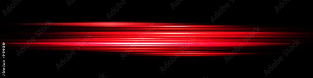 Glowing blurred light stripes in motion over on background.Colorful red rays. Led Light. Future tech. Shine dynamic scene. Neon flare. Magic moving fast lines. - obrazy, fototapety, plakaty 