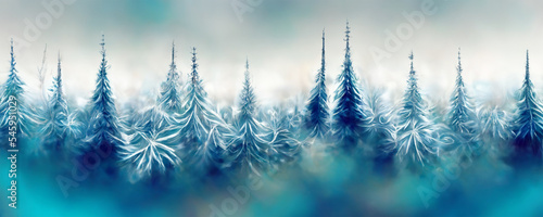 Winter Magical Christmas Digital textured floral, snowflakes, trees pattern