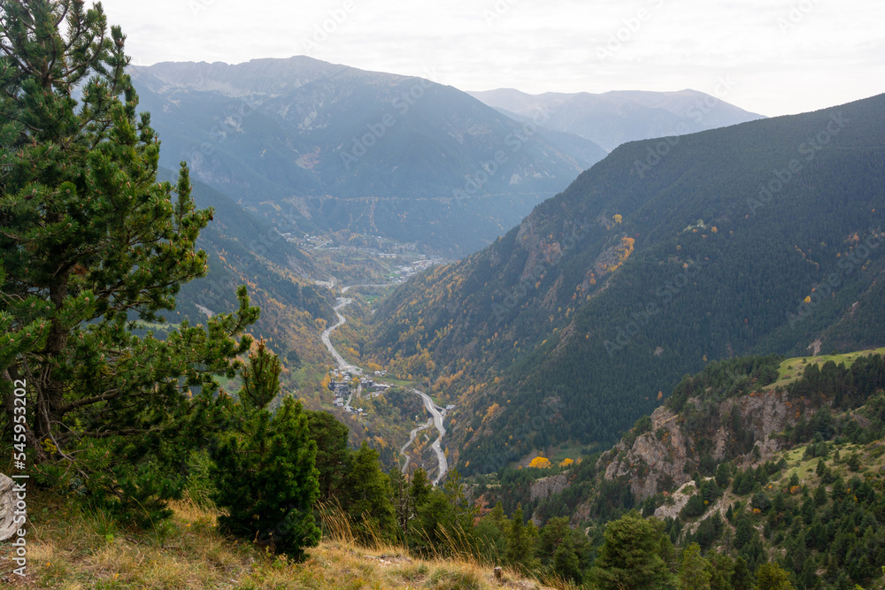 Mountain serpentine and road in Andorra.