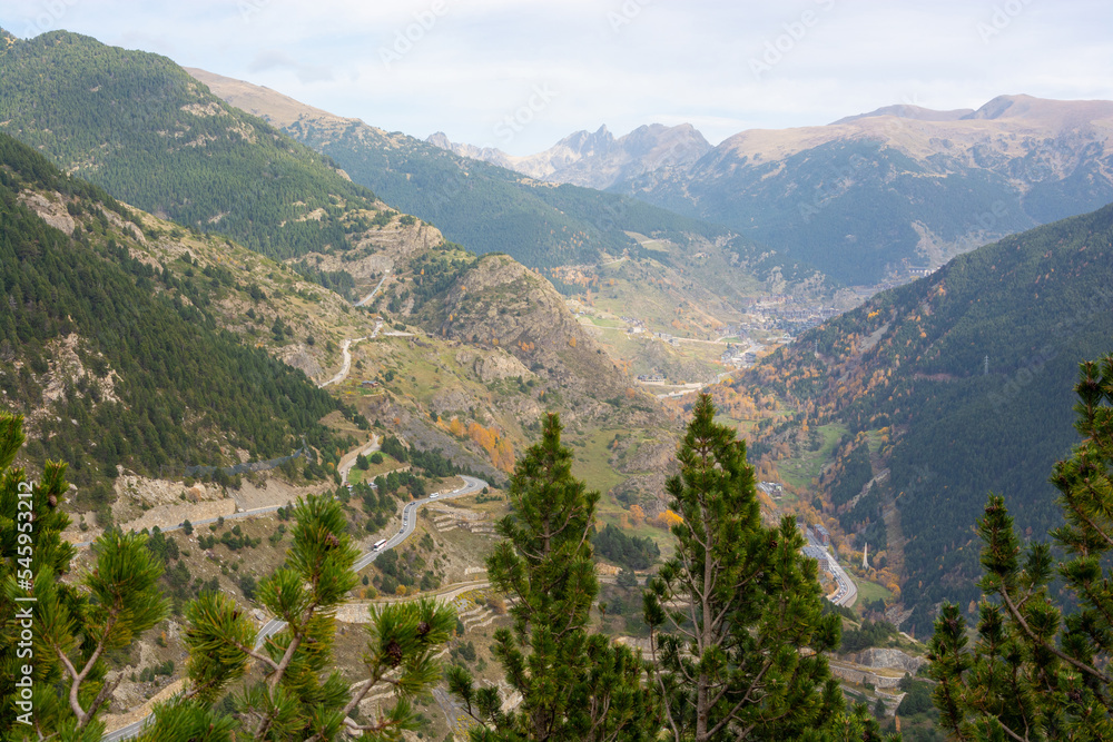 Mountain serpentine and road in Andorra.
