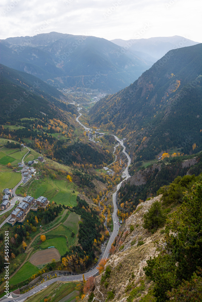 Mountain serpentine and road in Andorra.
