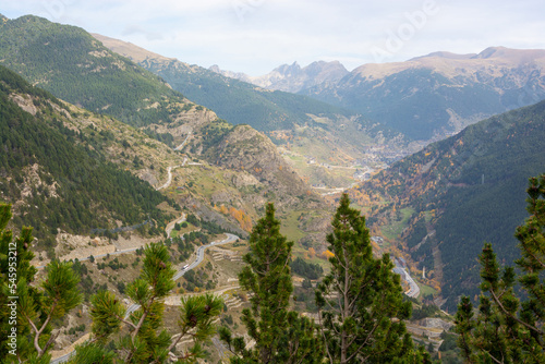 Obraz na płótnie Mountain serpentine and road in Andorra. w salonie