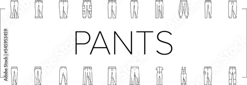 pants fashion clothes apparel icons set vector