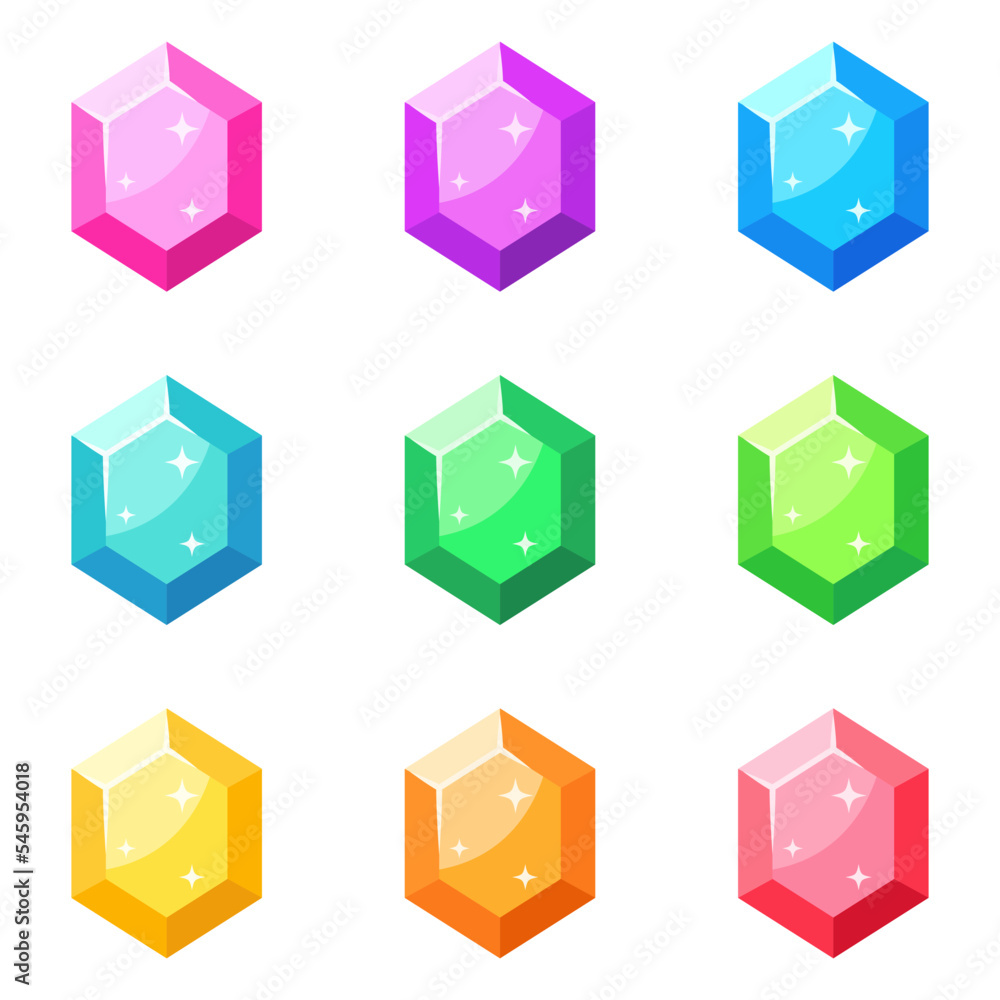 Set of gems in flat style isolated Set of gems in flat style isolated