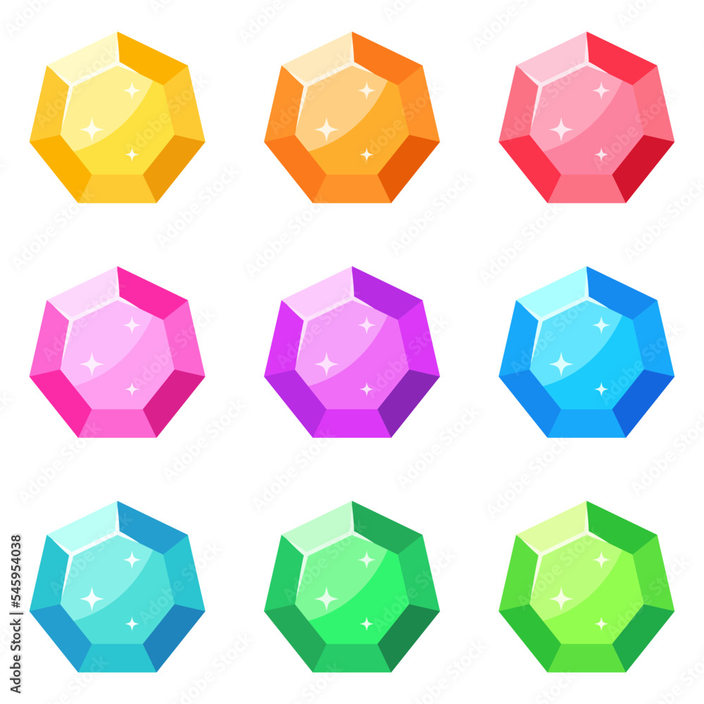 Set of gems in flat style isolated Set of gems in flat style isolated