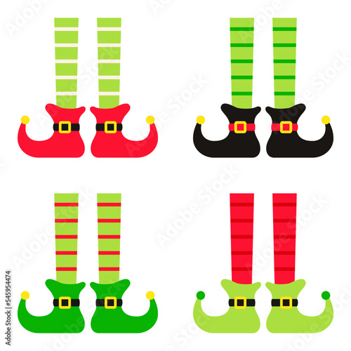 Set of Elf feet in flat style isolated