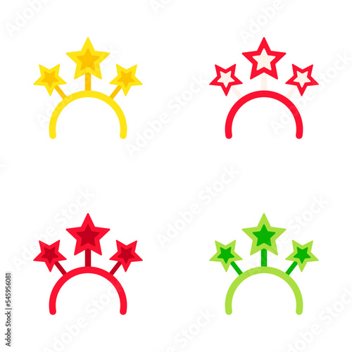 Set of Christmas headband in flat style isolated