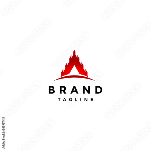 Initial Letter A Logo Design With Sharp Gear Effect. Geometric Symbol of Volcano Logo Design.