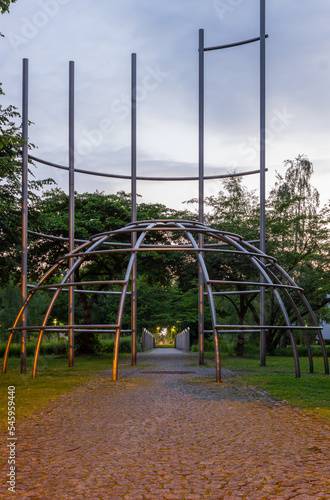 steel art in business park duisburg germany