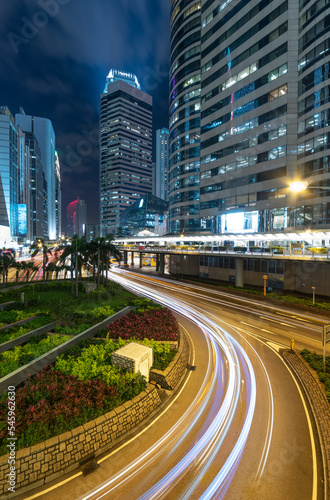 Night scenery of downtown district of Hong Kong city