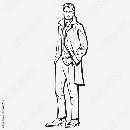 Young fashion male model in suit