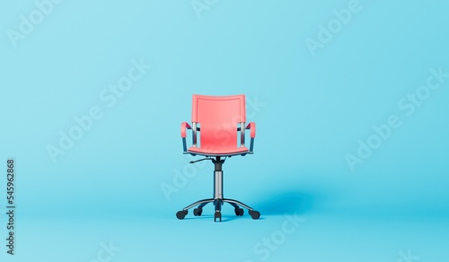 Office chair against a blue background. Business concept. 3D Rendering