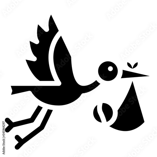 stork baby birth pregnancy icon