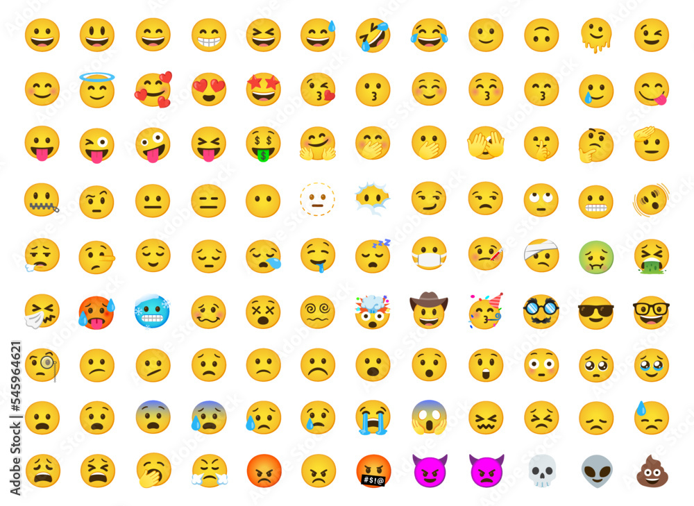 Vetor de google emojis Version 15.0 . set of popular emoji face for social  network - Google Noto Color Emoji, New Updated - emoticon collection - cute  smiley emoticons signs. Editorial vector