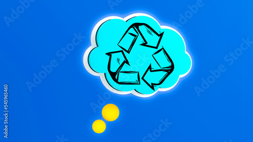 Cloud bubble and recycling symbol