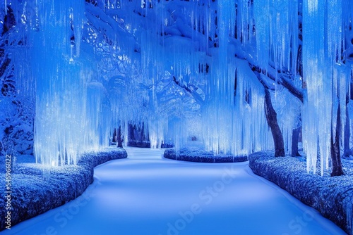 Fototapete AI-Generated Image of a Winter Wonderland Enchanted Forest