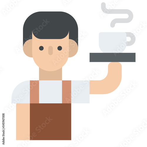 waiter man coffee serving icon
