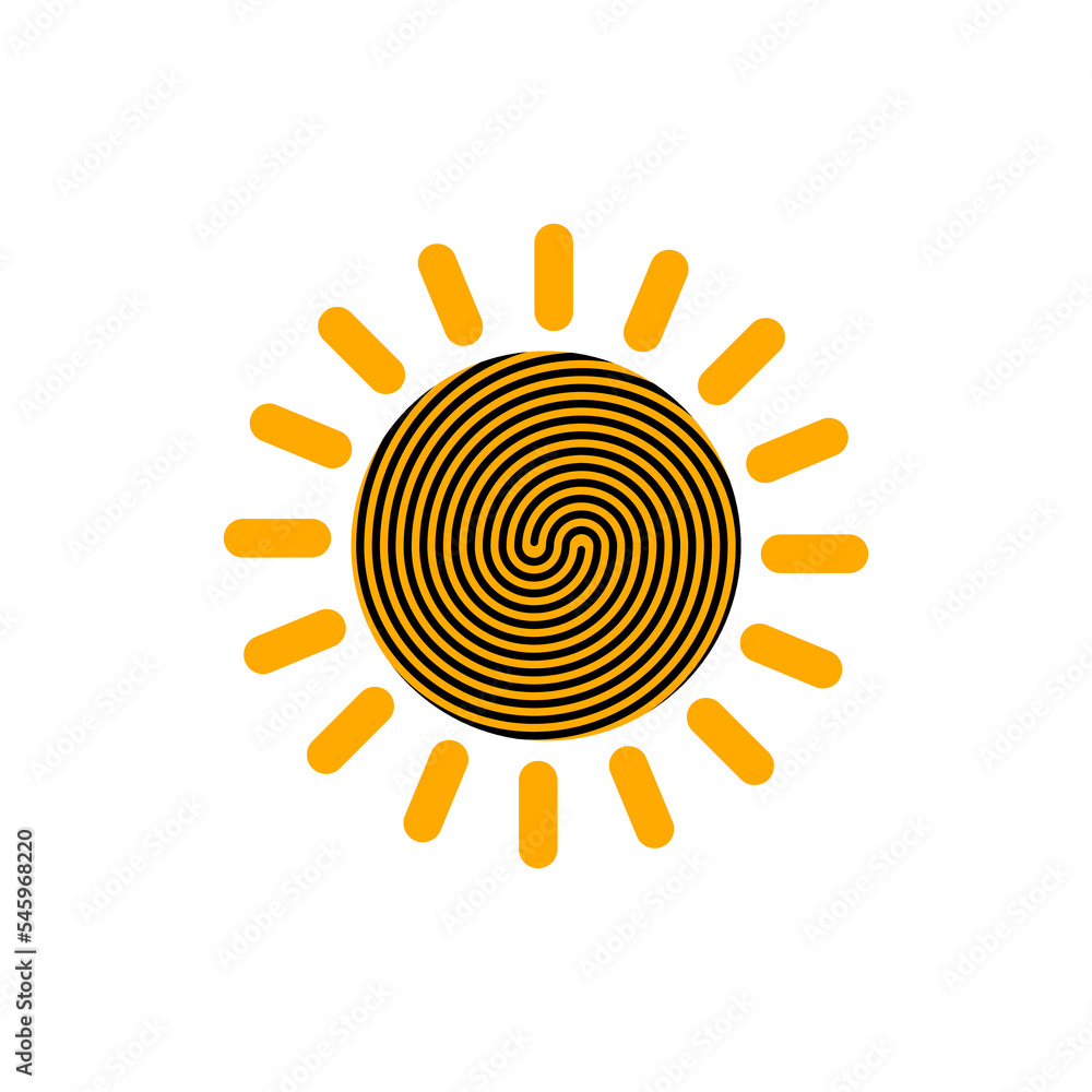 Fiingerprint icons in shape of sun Fiingerprint icons in shape of sun