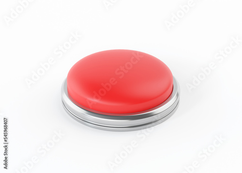 Alarm button 3d render icon - start simple circle with switch sign, round shutdown metal element