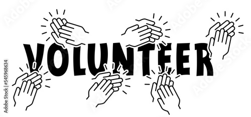 Volunteer day, december. International Volunteers. Vector banner. People, help, hand concept Human donation contribution Help wanted. Helpwanted mains. Handprint