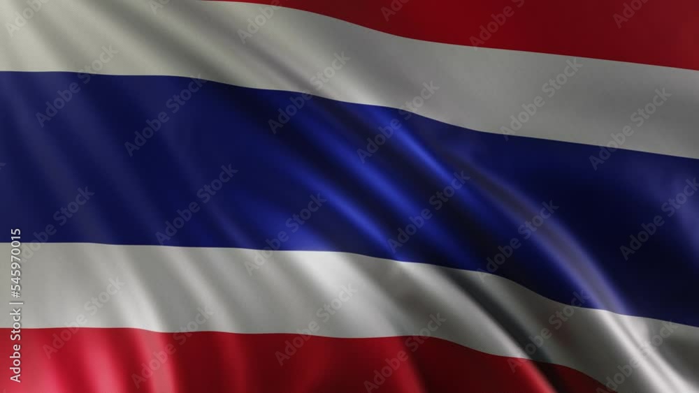 A waving flag of Thailand in the best quality with a fabric texture. Slow motion. 4K loop animation. A waving flag of Thailand in the best quality with a fabric texture. Slow motion. 4K loop animation.