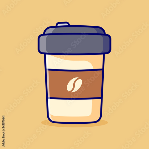 coffee cup flat icon in cartoon style