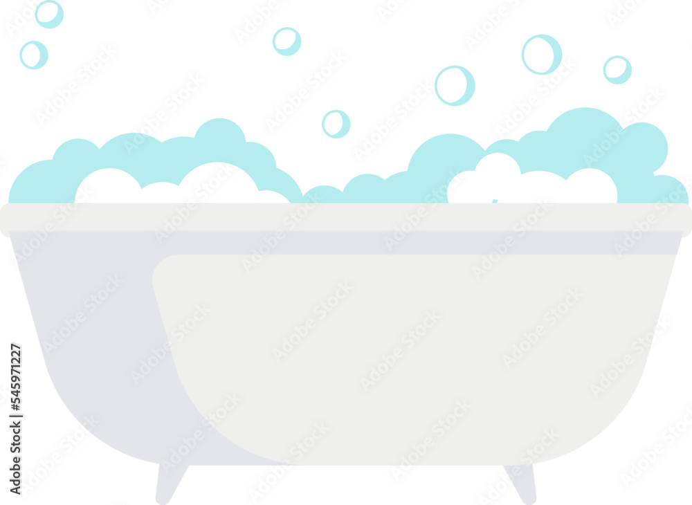 Foam and bubbles flat icon Bathtube on bathroom Foam and bubbles flat icon Bathtube on bathroom