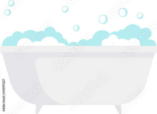Foam and bubbles flat icon Bathtube on bathroom
