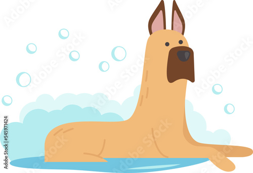 Cute big pet flat icon Dog bathe Grooming