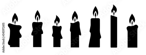 Set candle silhouettes for religion icon