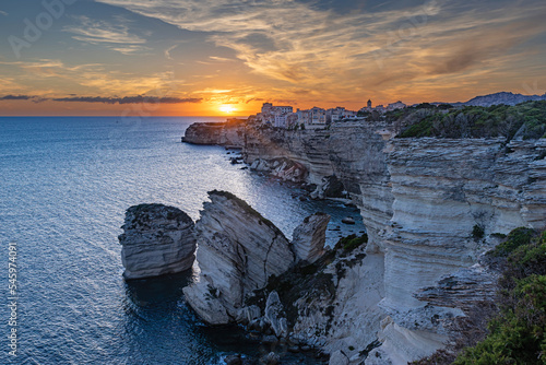 Spectacular sunset over Bonifacio, Corsica, France