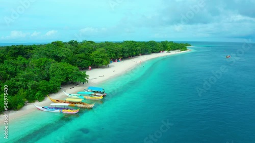 Beautiful 4k drone shot of Santa Cruz pink sand  island Zamboanga city Philippines