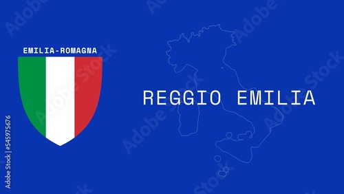 Reggio Emilia: Illustration mit dem Ortsnamen der italienischen Stadt Reggio Emilia in der Region Emilia-Romagna