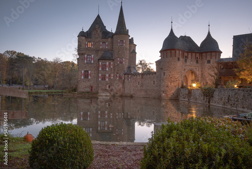 Mechernich July 2022; Satzvey Castle is a medieval moated castle, initially from the 12th century, and is located on the north-eastern edge of the Eifel Mountains 