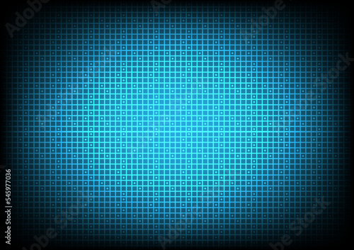 Abstract technology background with geometric texture and grid pattern with lighting glowing particles square elements on dark blue background. Futuristic black abstract grid. © Jiraporn