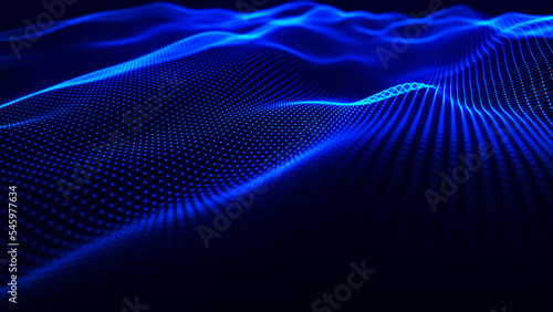 Abstract background with a dynamic wave. Futuristic wave with dots. Big data concept. Abstract technology background. 3D rendering.