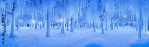 Ai-Generated Image of a Winter Wonderland Enchanted Forest Banner