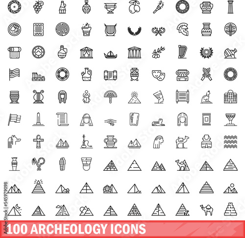 Foto 100 archeology icons set