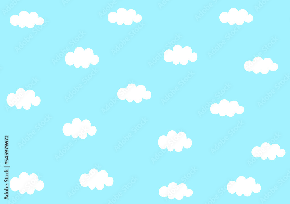Blue sky with clouds, vector seamless background.Cloudscape in the blue sky, white illustration cloud