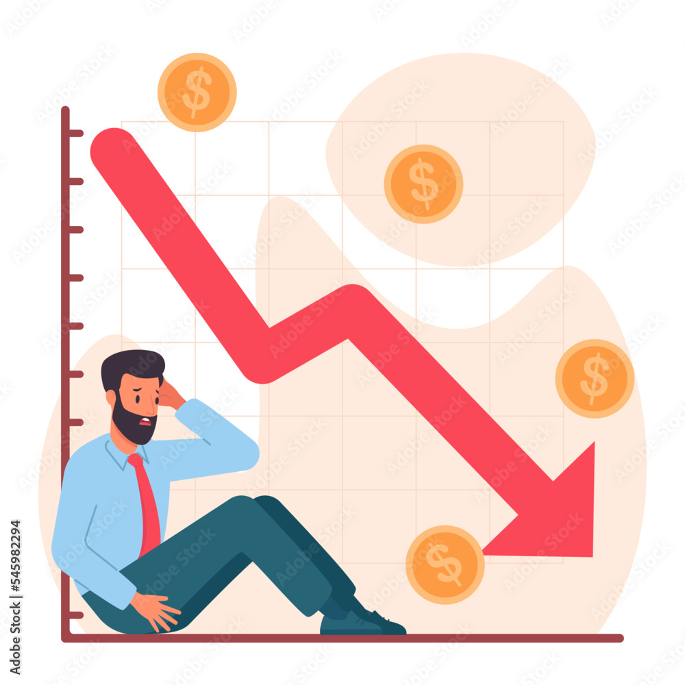Businessman Sitting While Holding Dizzy Head Because of Loss Financial Crisis Economic Recession Businessman Sitting While Holding Dizzy Head Because of Loss Financial Crisis Economic Recession