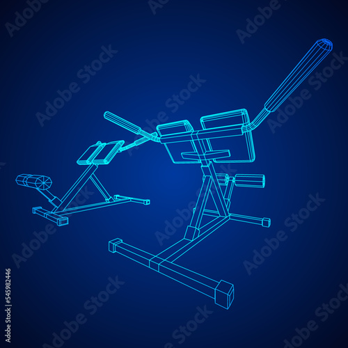 Modern exercise machine for the back and abs. Hyperextension simulator.