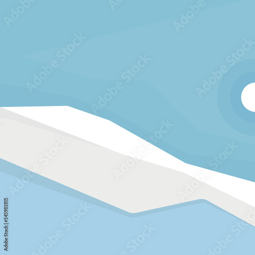 Vector illustration: Winter landscape with mountains, sun,  and snow. Geometric illustration. (ID: 545983815)